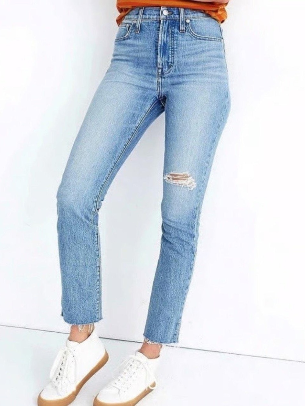 Womens Madewell the Perfect Vintage Jean Distressed Straight Leg Cropped size 25
